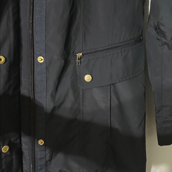 Cole Haan Women Navy Back Bow Packable Detachable hooded Raincoat Size M - Picture 6 of 11